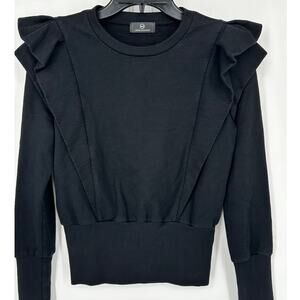 NWOT AG Adriano Goldschmied Sz S Ruffle Shoulder French Terry Shirt Maximalist